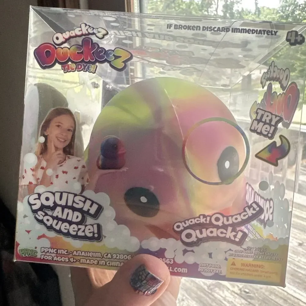 Quackeez Duckeez Tie Dye Squish & Squeeze Tactile Toy, Yellow 4+